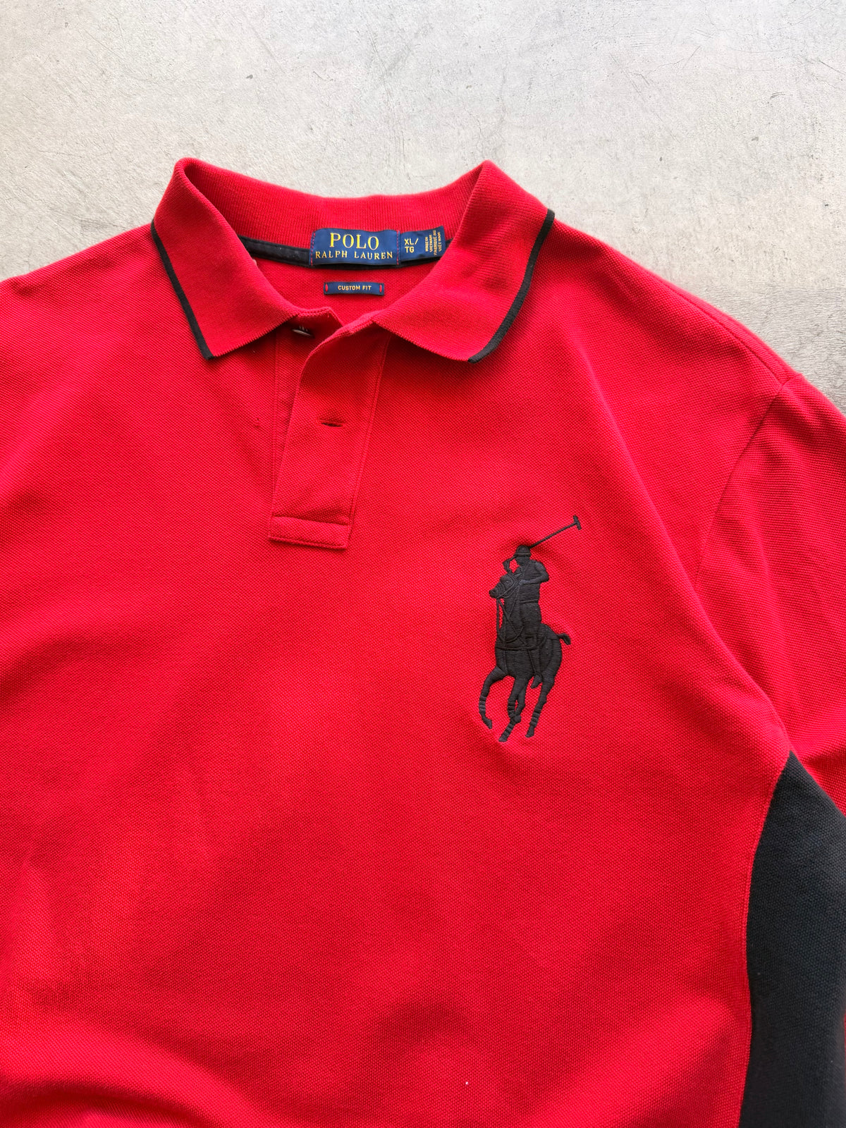 Red big pony long sleeve polo - XL
