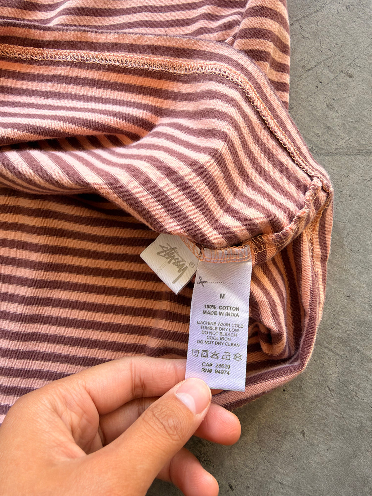 Stussy striped pink tee - M