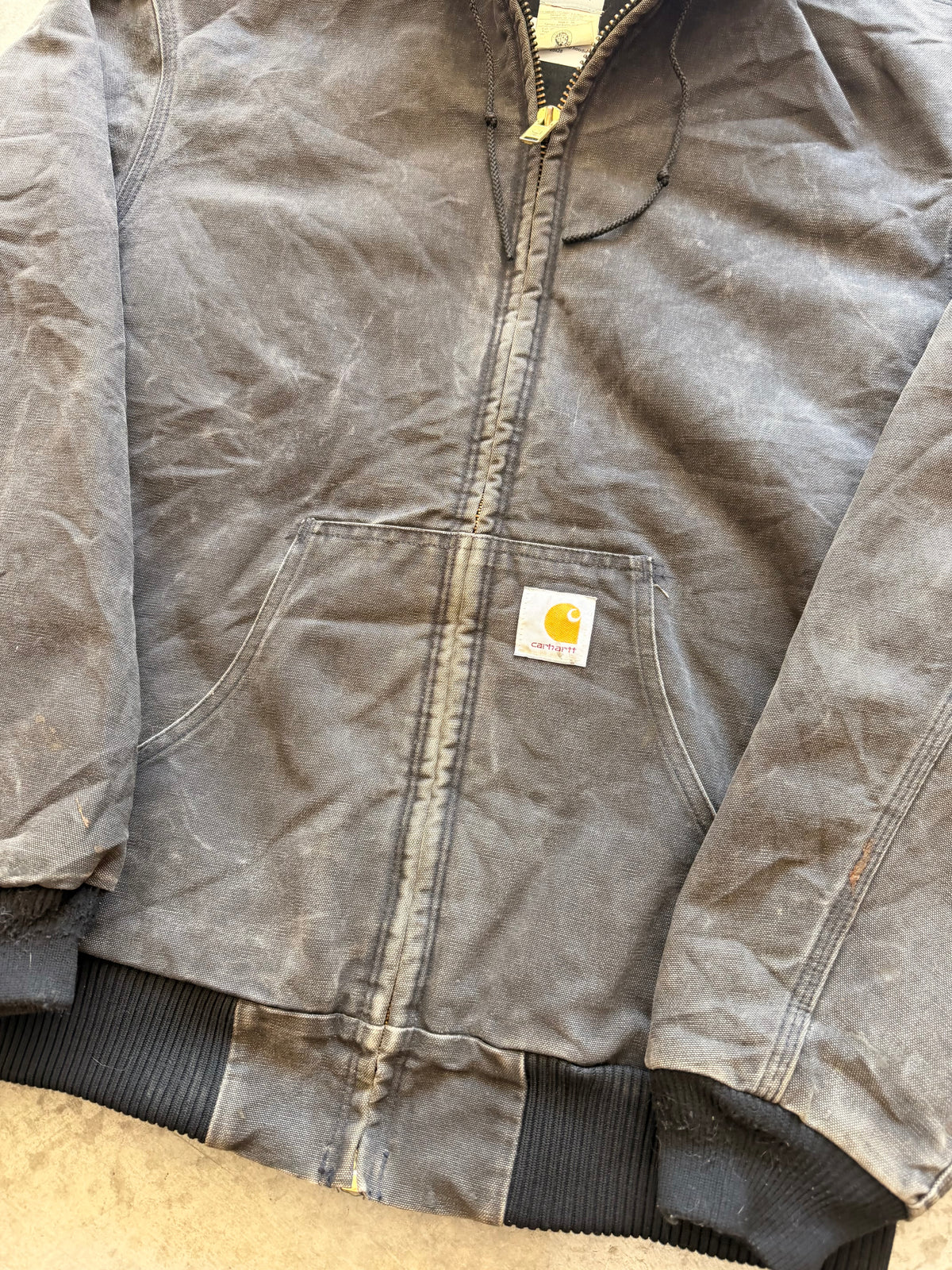 00s black faded hooded Carhartt jacket - XL