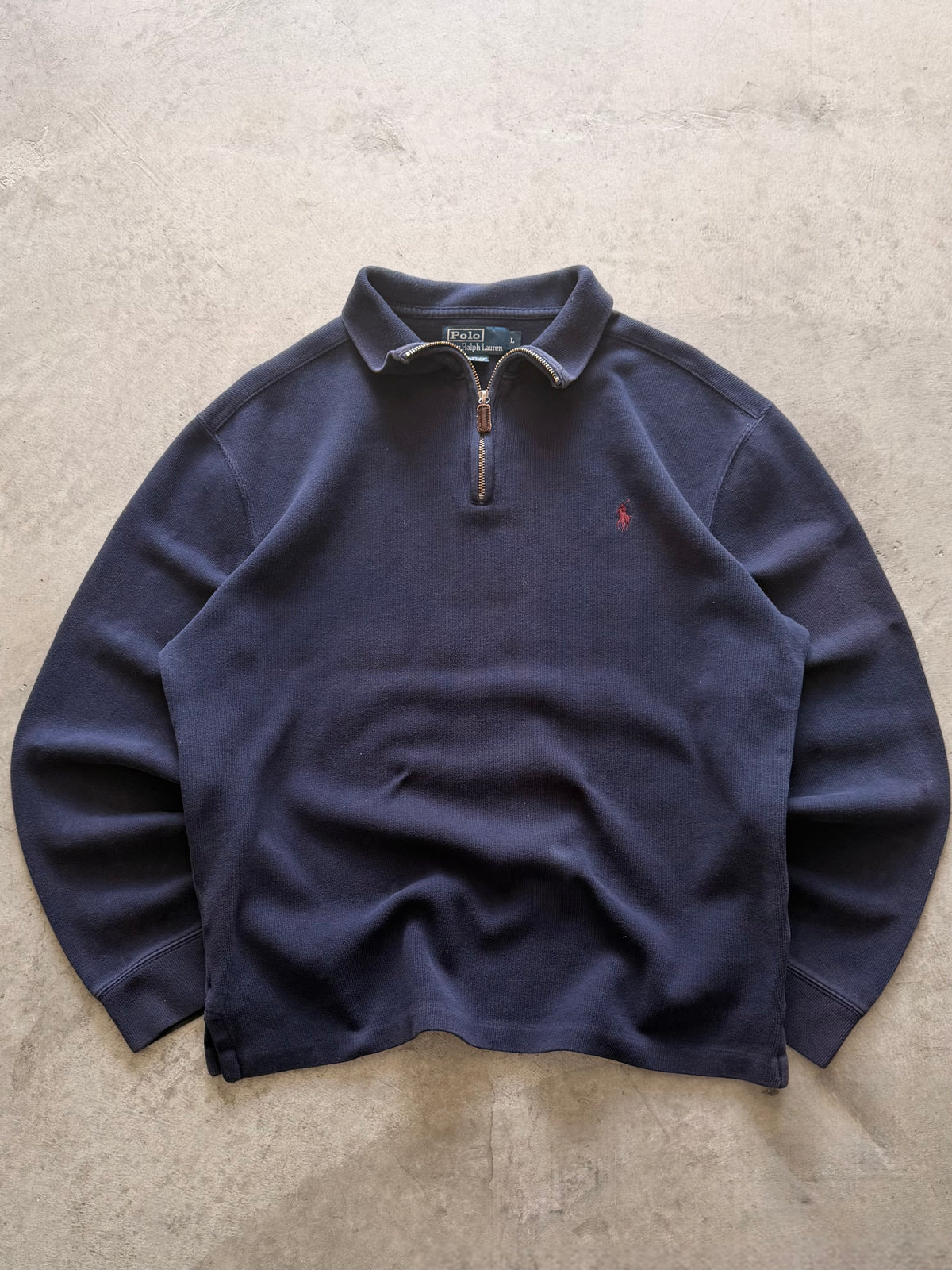 Navy Polo quarter zip - L