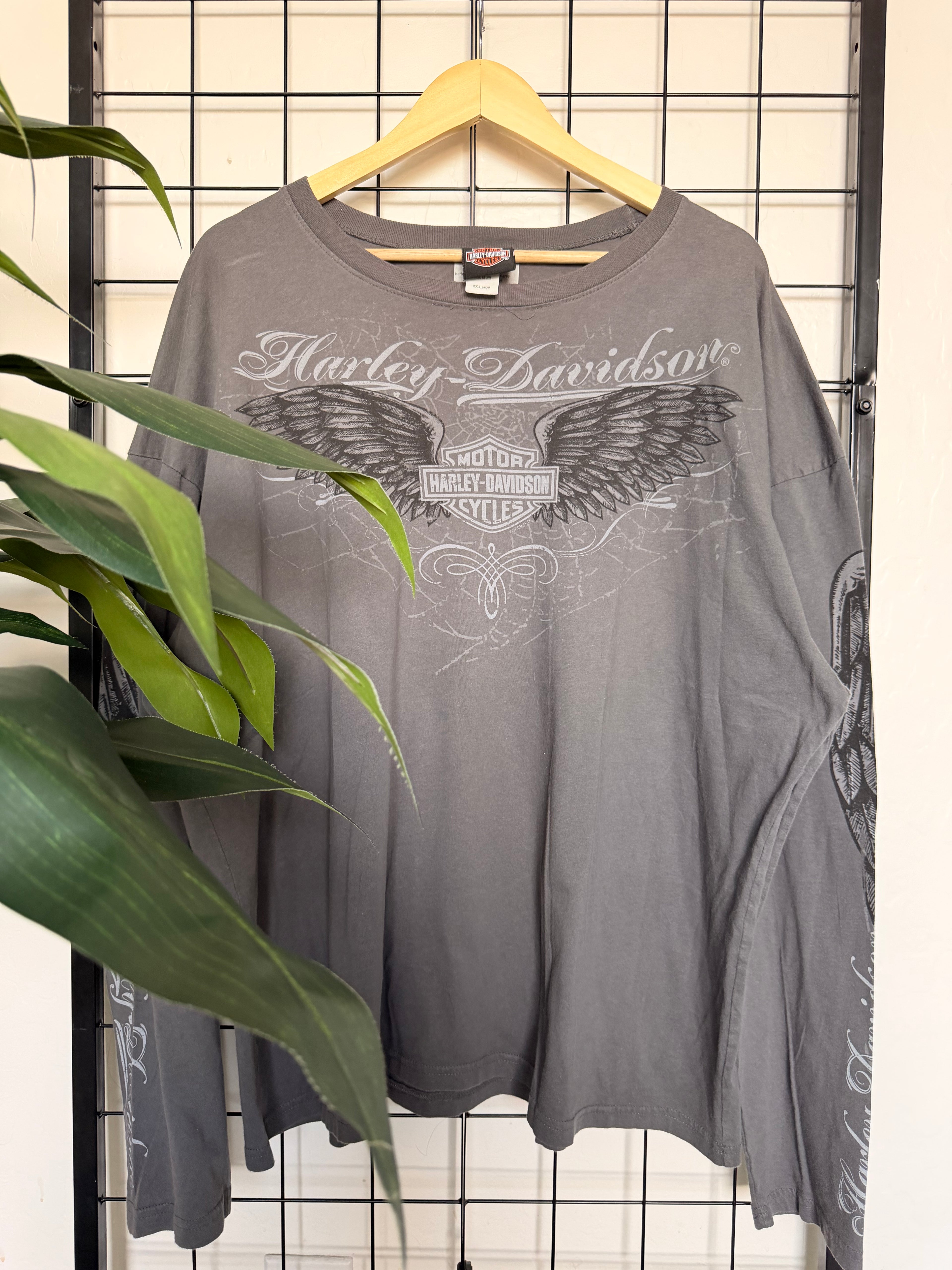 2009 Harley Davidson Spider and Wings AOP long sleeve tee - 2XL