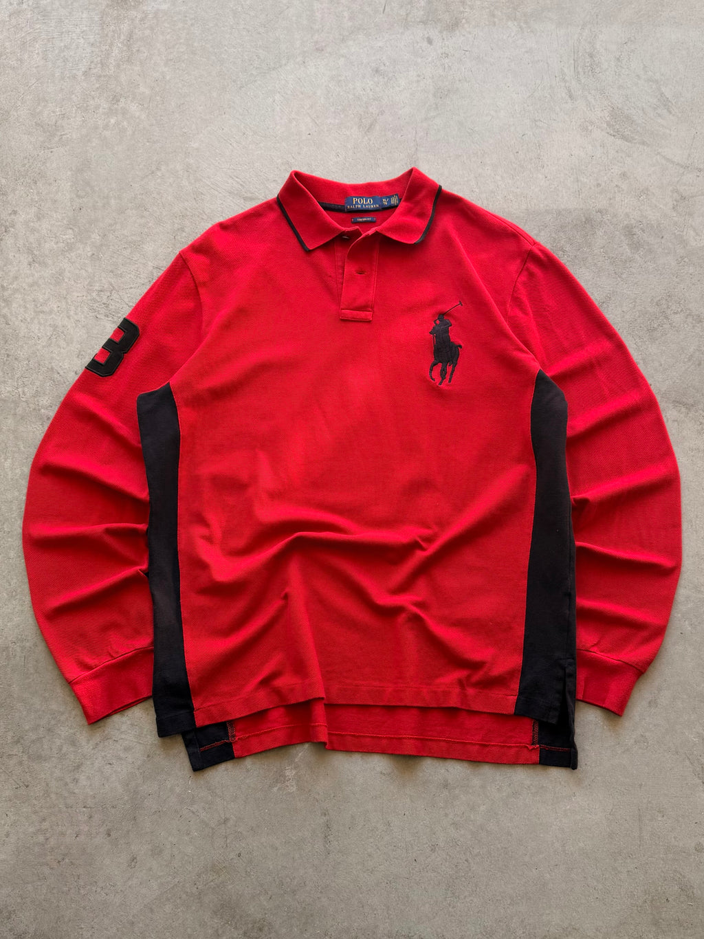 Red big pony long sleeve polo - XL