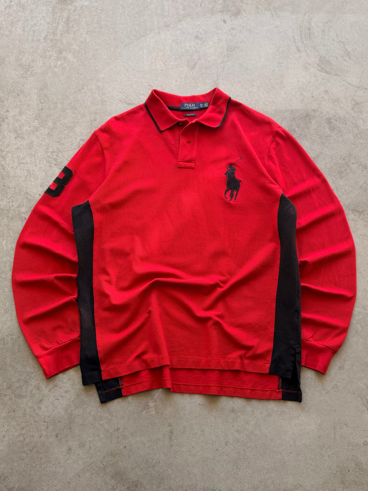 Red big pony long sleeve polo - XL