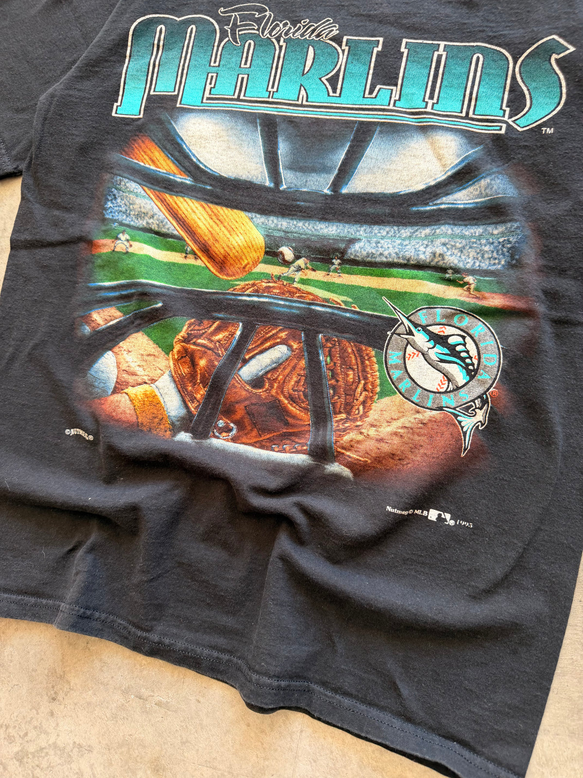 1995 Florida Marlins nutmeg tee - L