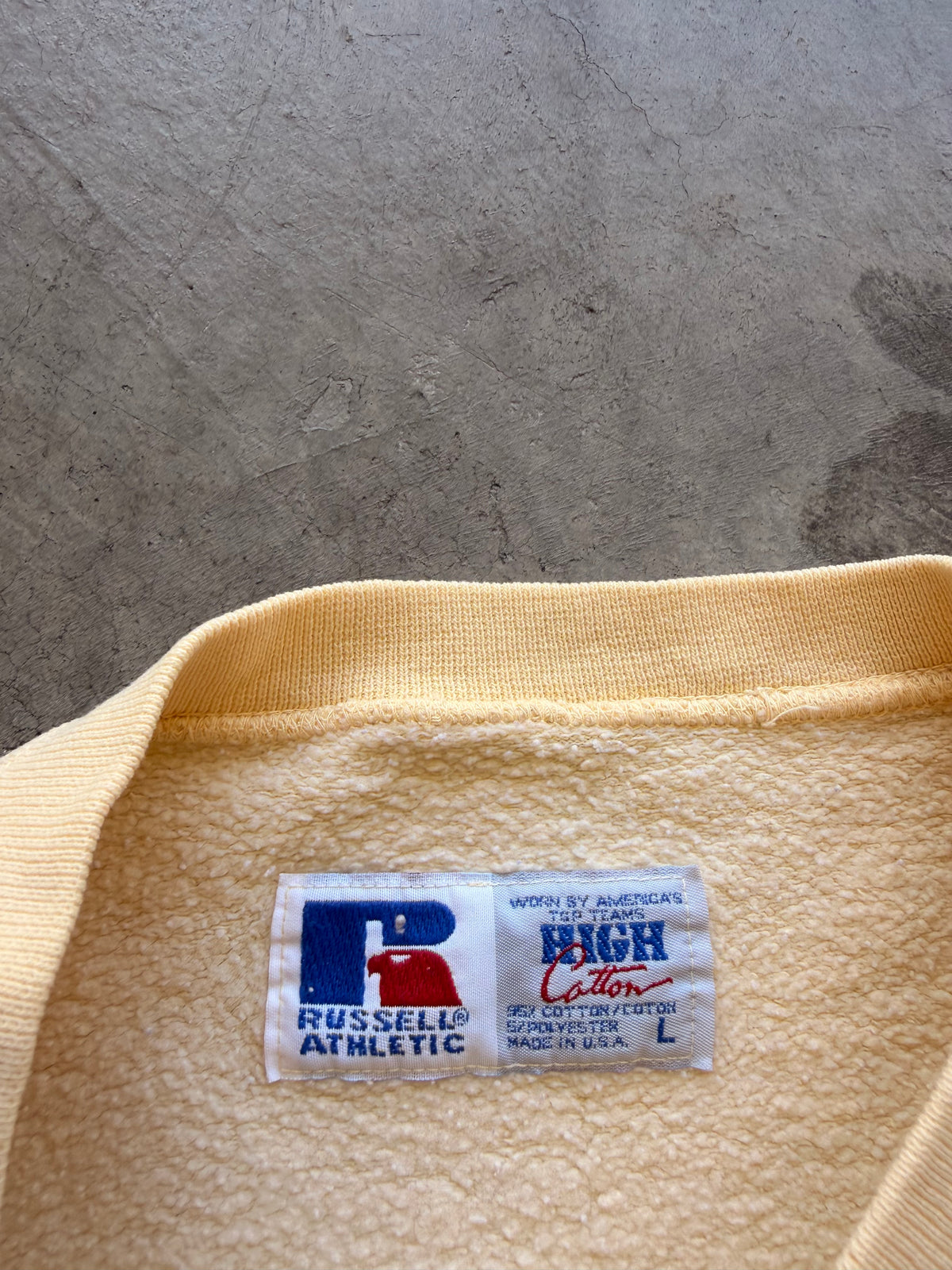 90s Russell yellow blank crewneck - L