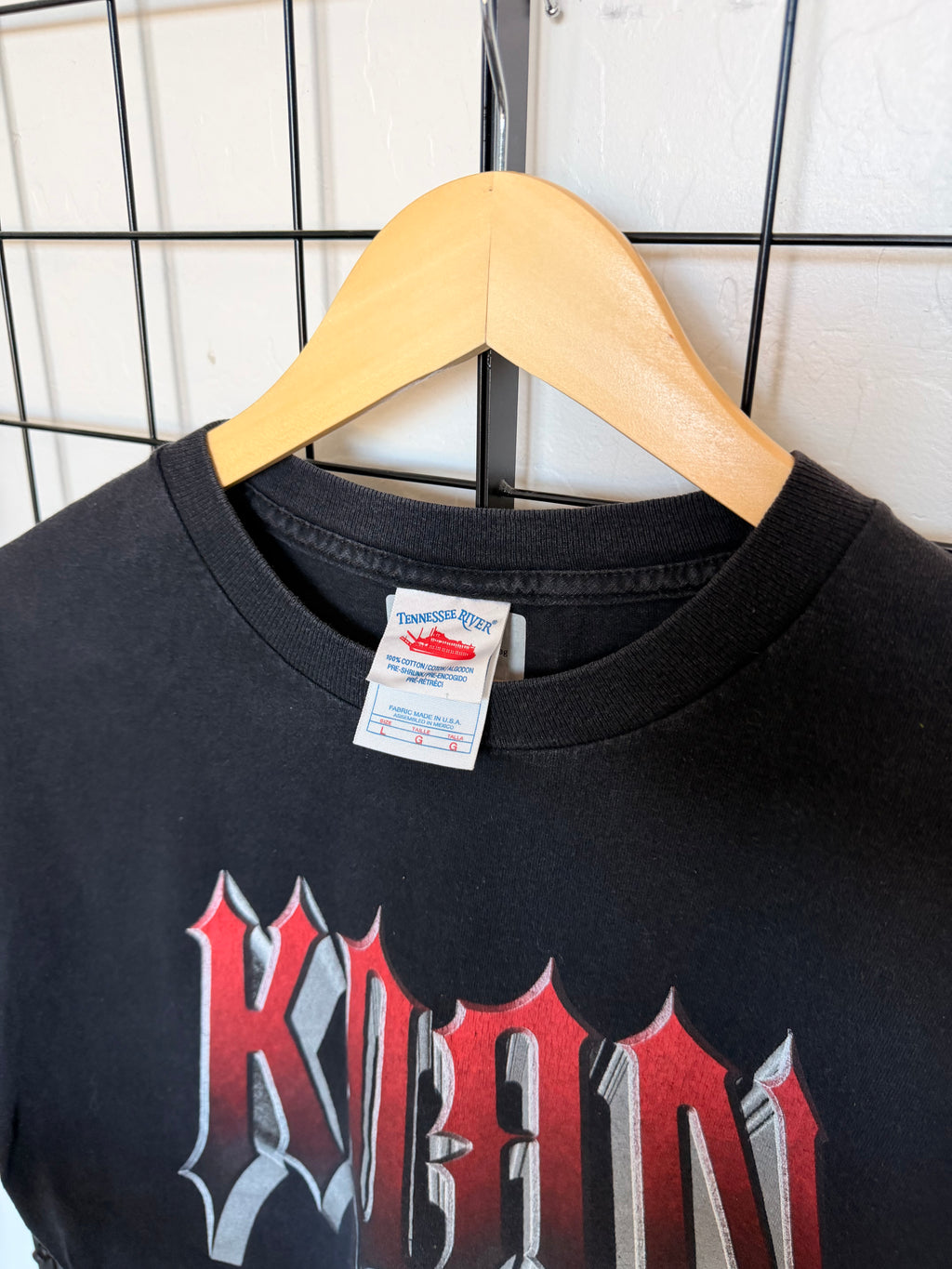 90s Korn black band tee - L