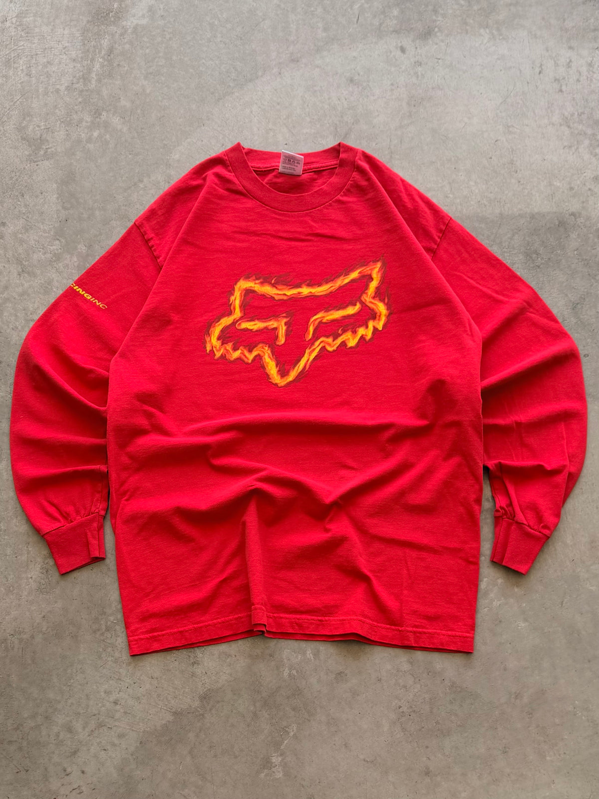 Fox red flames long sleeve - L