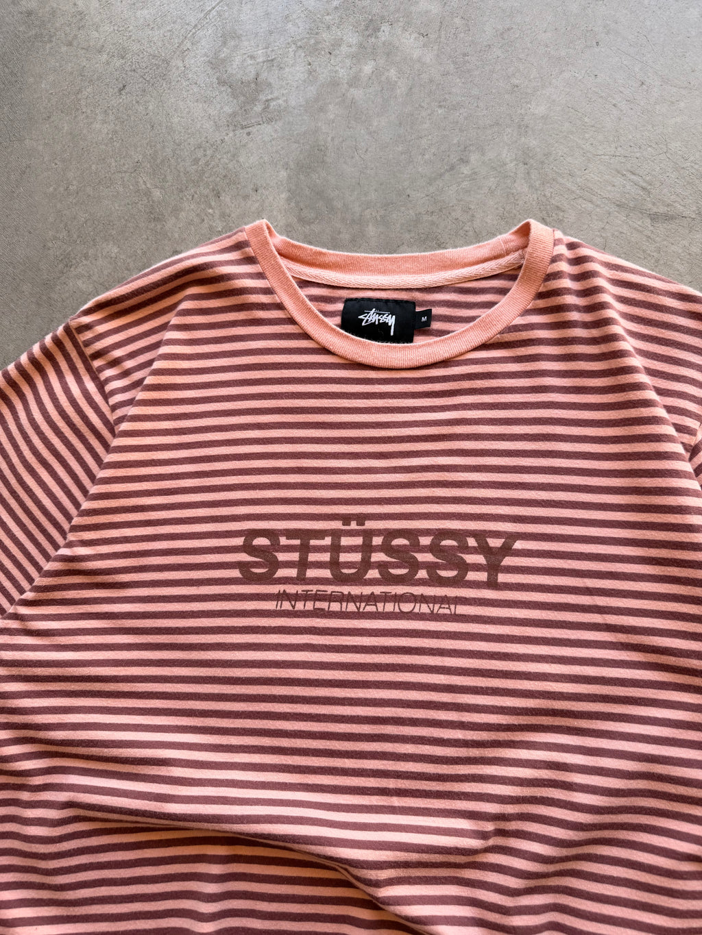 Stussy striped pink tee - M